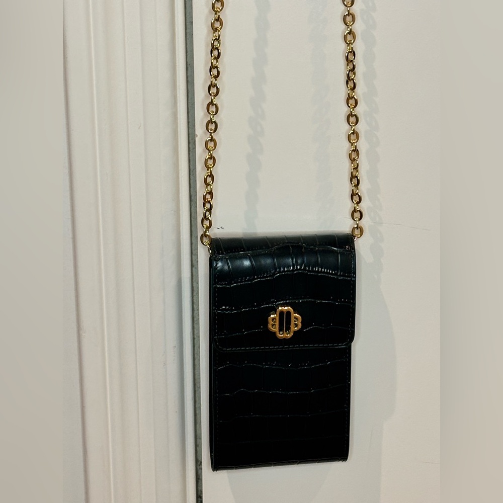 Maje Dark Green Embossed Chain Strap Bag